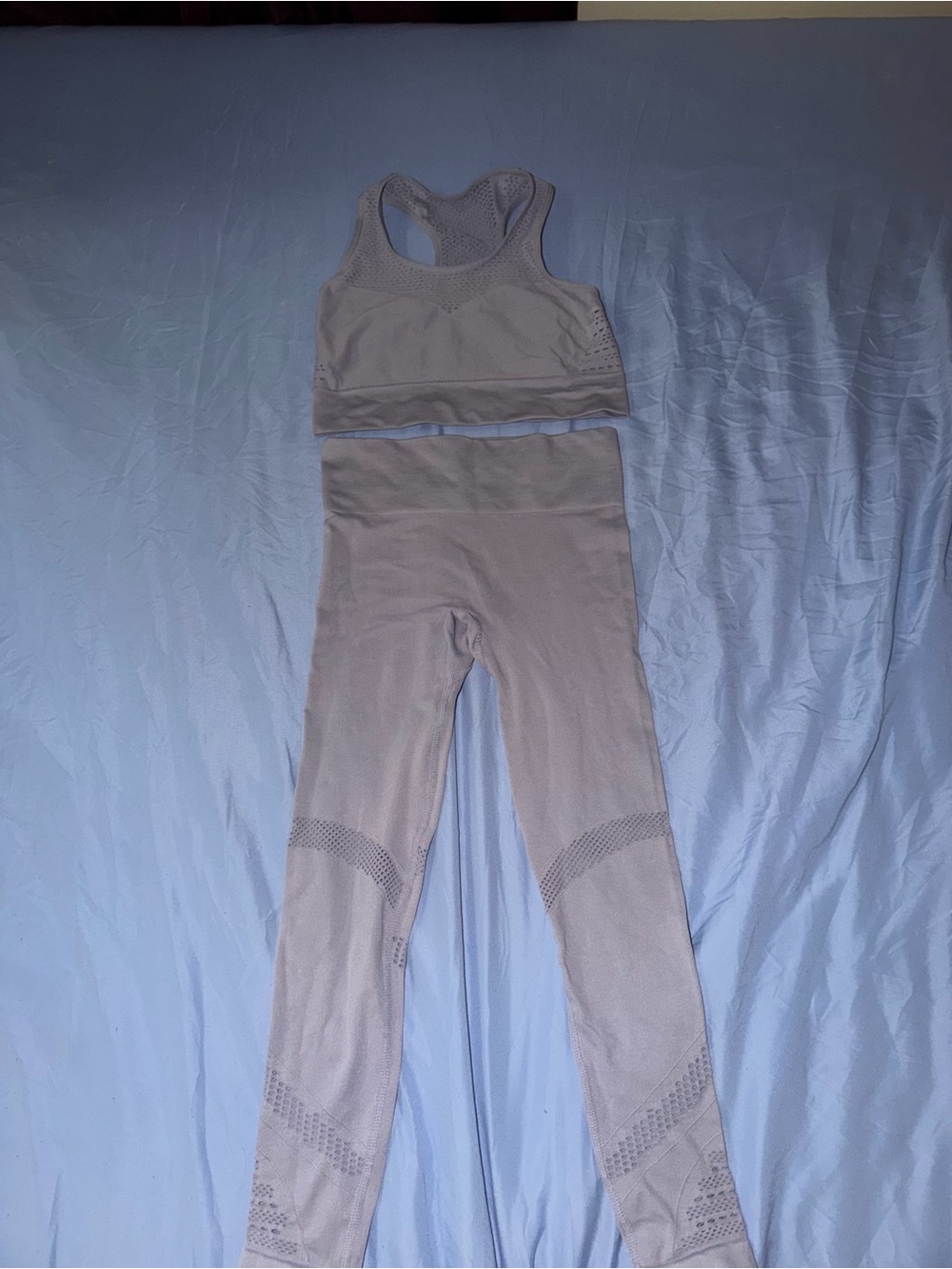 Seamless High-Waist Leggings & Sports Bra Set - Light Taupe